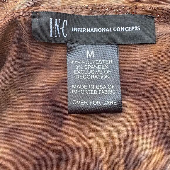 VTG INC Top Med Brown Sequins V Neck Empire Waist Whimsigoth FairyGrunge Stretch - Picture 7 of 9